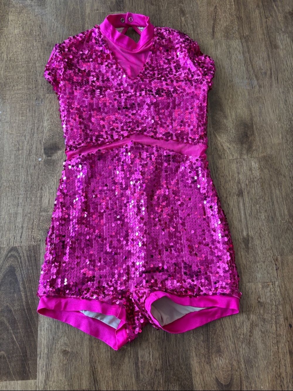 Weissman Hot Pink Sequin Romper Jumpsuit